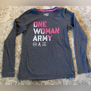 Under Armour women’s long sleeve shirt grey size M semi fitted 100% cotton